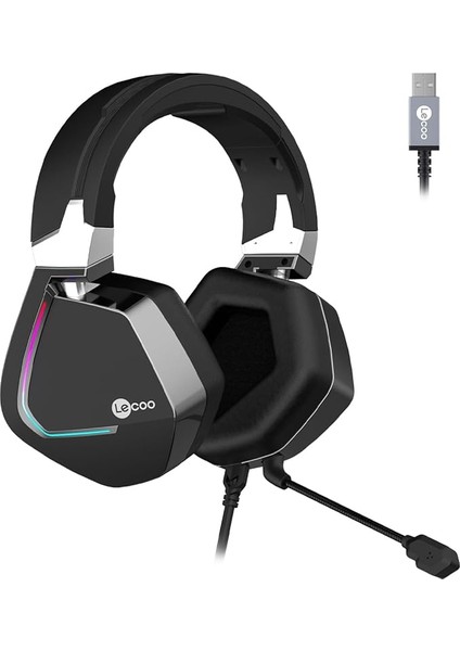 HT402 USB Kablolu Surround 7.1 Rgb LED Aydınlatmalı Çıkartılabilir Mikrofonlu Kulak Üstü Gaming Kulaklık Siyah