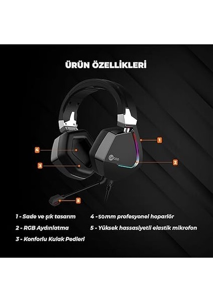 HT402 USB Kablolu Surround 7.1 Rgb LED Aydınlatmalı Çıkartılabilir Mikrofonlu Kulak Üstü Gaming Kulaklık Siyah fırsatları