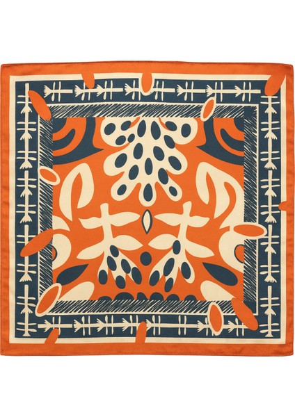 Turuncu Lacivert Etnik Desenli Ipeksi Fular fiyatları