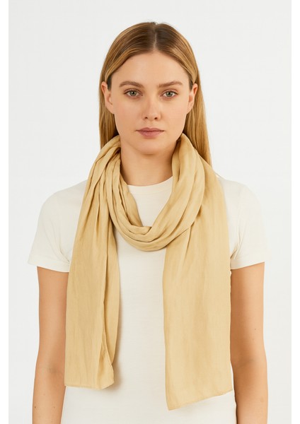 Düz Bej Şal - Yumuşak Dokulu Mevsimlik Şal