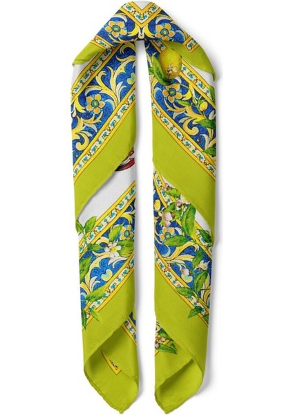 Yeşil Kenarlı Limon Vazo Desenli Fular fiyatları