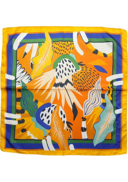 Turuncu Sarı Tropikal Desenli Ipeksi Fular fiyatları