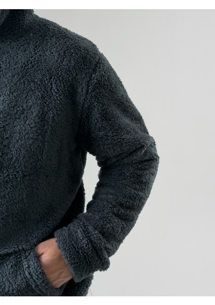 Erkek Kapüşonlu Antrasit Peluş Sweat COC2590 fırsatları