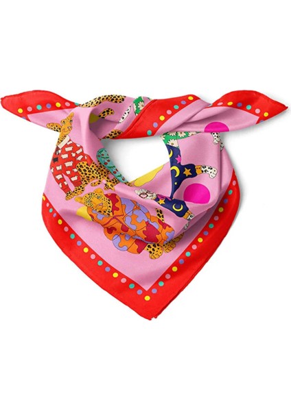 Colorful Leopards Desen Saten Fular