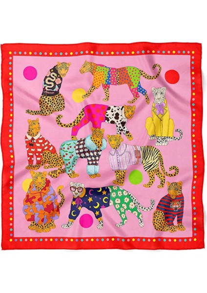 Colorful Leopards Desen Saten Fular fiyatları