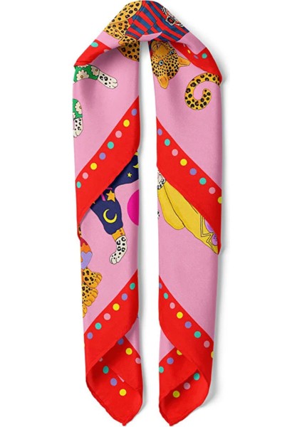 Colorful Leopards Desen Saten Fular modelleri