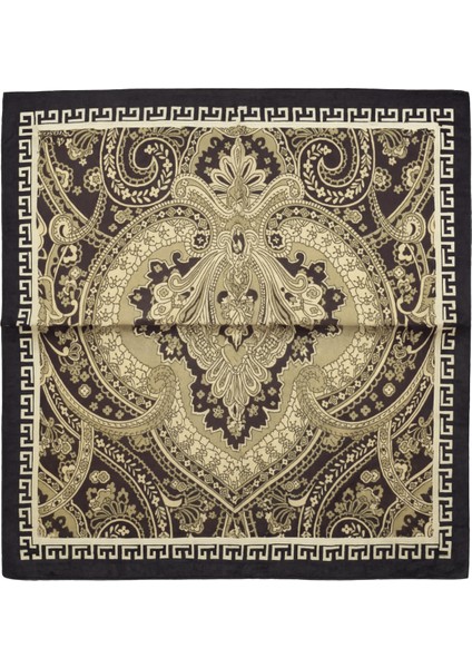 Siyah ve Altın Tonlarda Barok Desenli Kadın Fular fiyatları