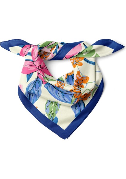 Tropikal Çiçek Desenli Fular