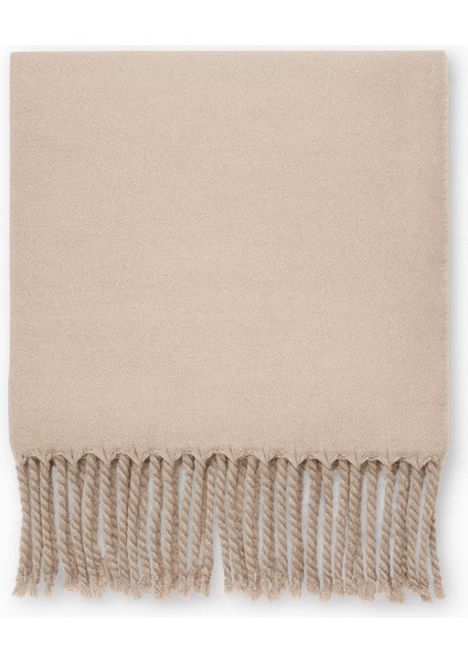 Kadın Bej Püsküllü Soft Dokulu Klasik Şal fiyatları