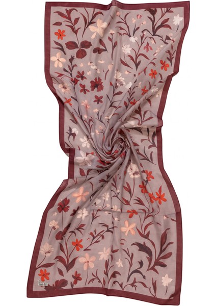 Gül Kurusu Zeminli Kırmızı Çiçek Desenli Şal fiyatları