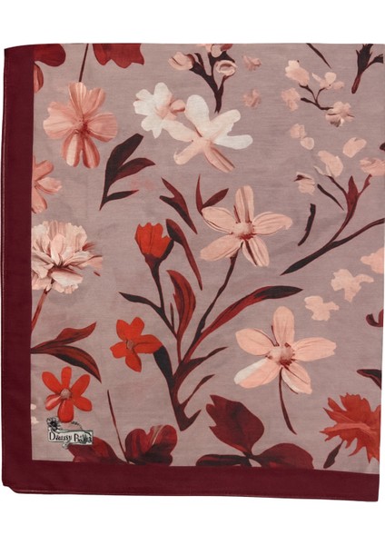 Gül Kurusu Zeminli Kırmızı Çiçek Desenli Şal modelleri