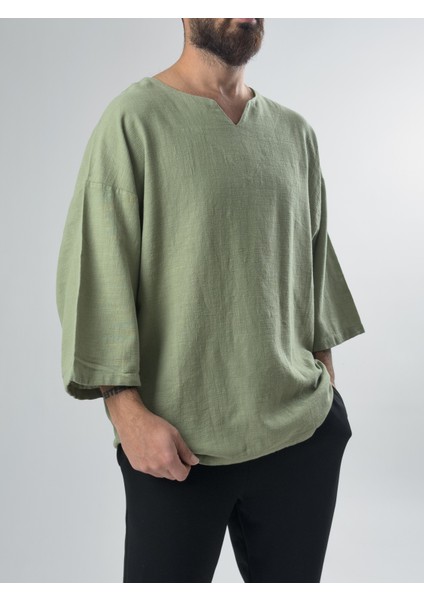 Armut Yaka Fakir Kol Erkek Yeşil T-Shirt COC2612 fiyatları