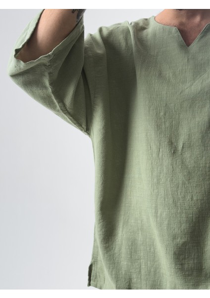 Armut Yaka Fakir Kol Erkek Yeşil T-Shirt COC2612 modelleri