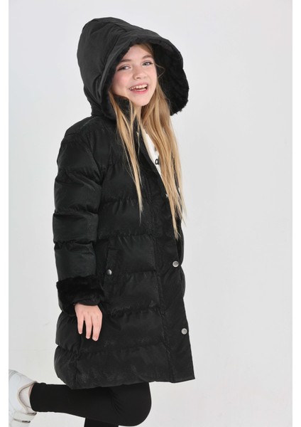 5-13 Yaş Kız Çocuk Mont Kapüşonlu, Kürk Detaylı, Pembe Şişme Kışlık Mont indirimleri