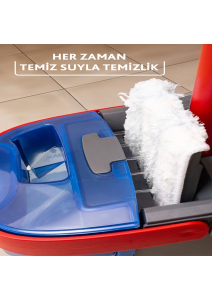 H2PRO %100 Kirli ve Temiz Suyu Ayıran Temizlik Seti ve 2 Paket Yedek Mikrofber Mop modelleri