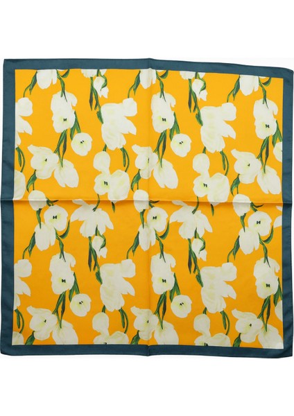 Sarı Zemin Beyaz Çiçek Desenli Kadın Fular fiyatları