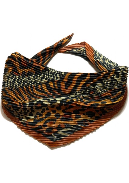 Leopar ve Kaplan Desenli Piliseli Kadın Fular