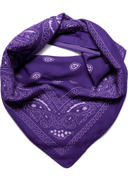 Mor Paisley Desenli Kare Fular