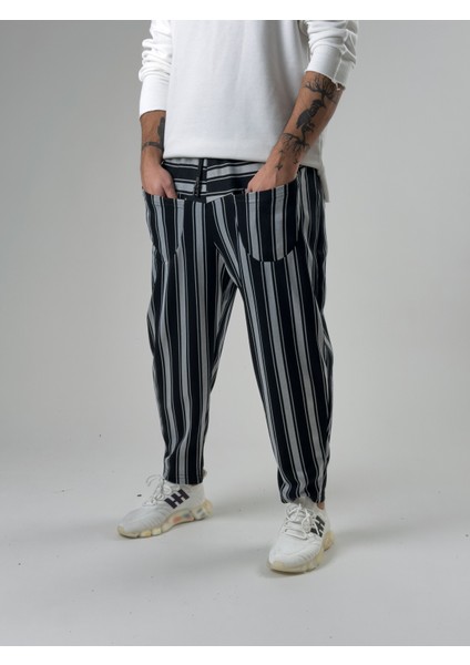 Ön Cep Detaylı Siyah Beyaz Erkek Baget Pantolon COC2600 fiyatları