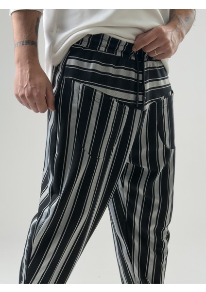 Ön Cep Detaylı Siyah Beyaz Erkek Baget Pantolon COC2600 fırsatları