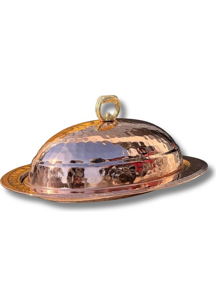 Bakır Servis Tabağı Kapaklı El Dövmesi 25 cm fırsatları