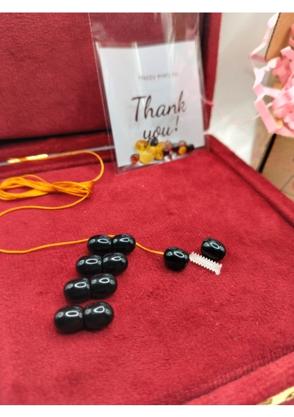 Kehribar Tamir Kiti Klips 100 cm Ip ve Kehribar Taneleri - Klips Limon Sarı Siyah -