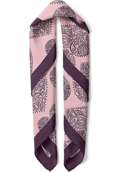 Kalp Desenli Pudra Pembe Fular modelleri