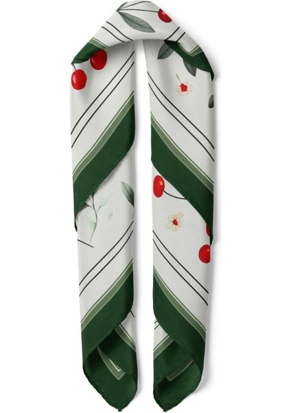 Beyaz Zeminli Kiraz Desenli Fular fiyatları