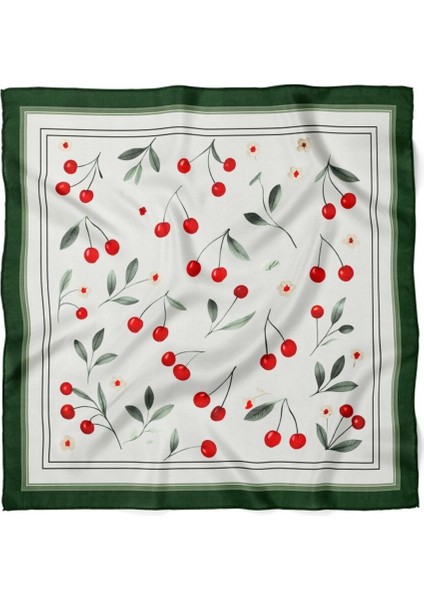 Beyaz Zeminli Kiraz Desenli Fular modelleri