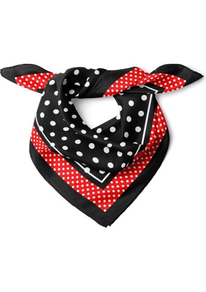 Siyah Beyaz Puantiyeli Fular