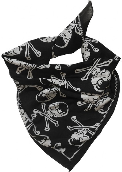 Siyah Zemin Kuru Kafa Desenli Kadın Fular