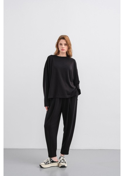 Siyah Kadın Yumuşak Dokulu Premium Modal Kumaş Alt-Üst Takım