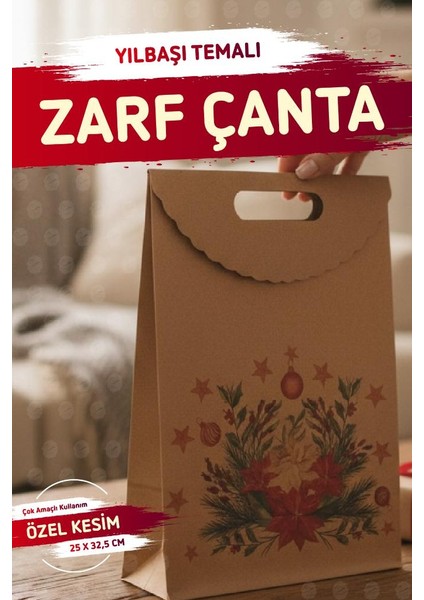 Yılbaşı Kokina Baskılı Zarf Model Karton Çanta 25 x 32,5x4,5 cm 1 Adet ,yılbaşı Hediye KUTUSU-T1537 fiyatları