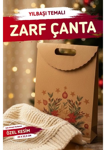 Yılbaşı Kokina Baskılı Zarf Model Karton Çanta 25 x 32,5x4,5 cm 1 Adet ,yılbaşı Hediye KUTUSU-T1537 indirimleri