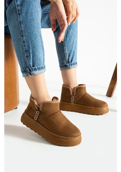 Kadın Kışlık Kaymaz Taban Peluş Astarlı Sıcak Tutan Rahat Ayakkabı Bot