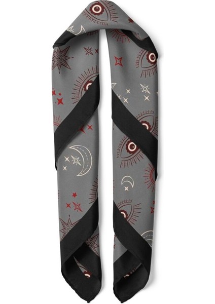 Gri Nazar Gözlü Ay Yıldız Desenli Fular fiyatları