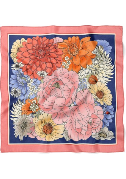 Büyük Çiçek Desenli Renkli Fular modelleri