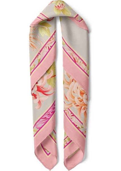 Pembe Kenarlı Papatya Desenli Fular fiyatları