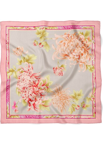 Pembe Kenarlı Papatya Desenli Fular modelleri