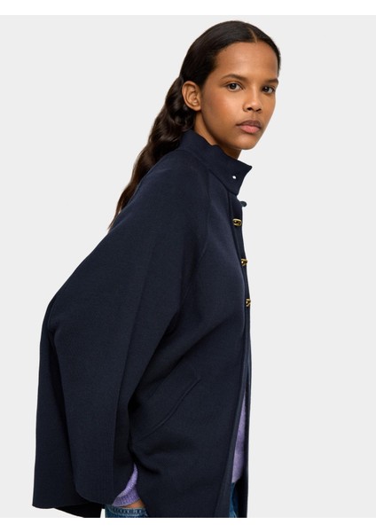 Yüksek Yaka Örgü Panço modelleri