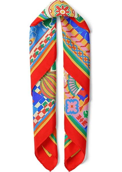 Etnik Desenli Renkli At ve Panter Figürlü Fular modelleri