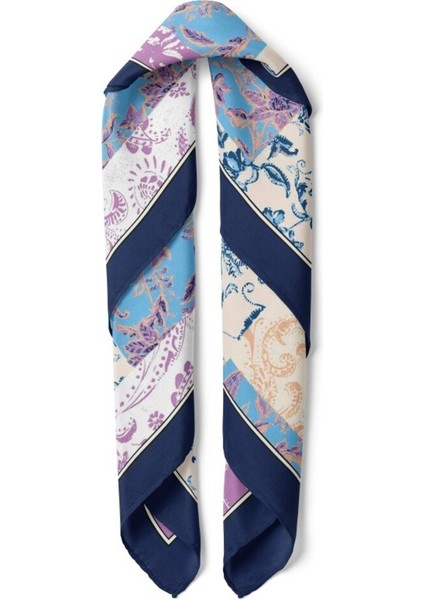 Mor Mavi Patchwork Desenli Fular fiyatları