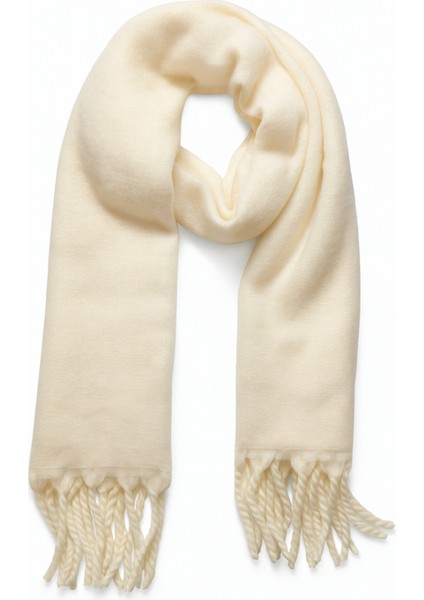 Kadın Krem Püsküllü Soft Dokulu Klasik Şal modelleri