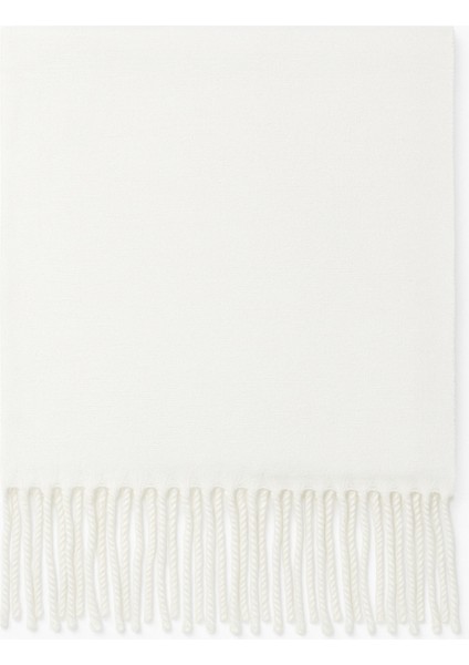 Kadın Beyaz Püsküllü Soft Dokulu Klasik Şal fiyatları