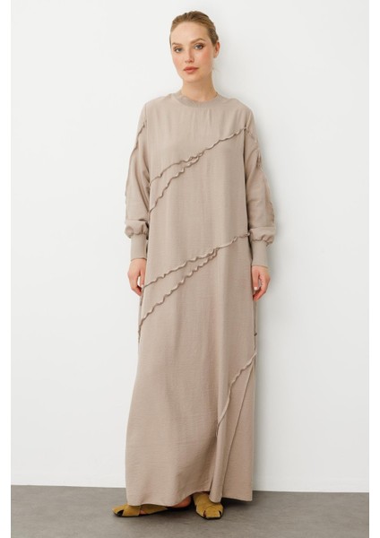 Parcha - Dikiş Ipekçe Doku Ribanalı Özel Elbise Kap-R-Taş