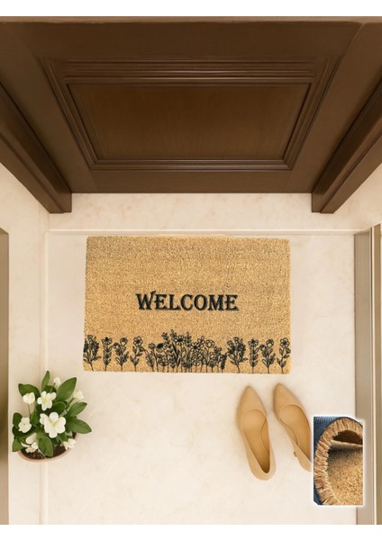 Fiori 40X60 cm Coco Kapı Önü Paspası Çiçek