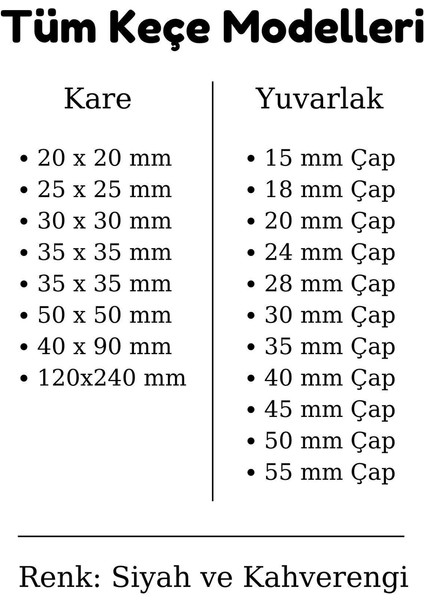 48 Adet Yapışkanlı Sandalye, Masa, Koltuk Altı Parke Koruma Keçesi, Yuvarlak, 2 cm modelleri