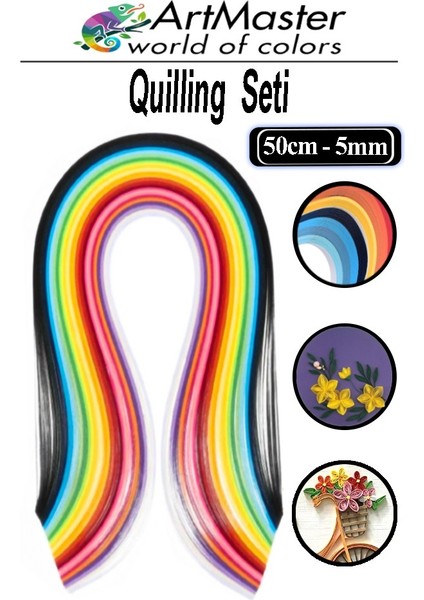 Quilling Seti Ince 5 mm 1 Paket Karışık Renkli Quling Kağıt Katlama Kıvırma Sanatı Telkari Kuiling