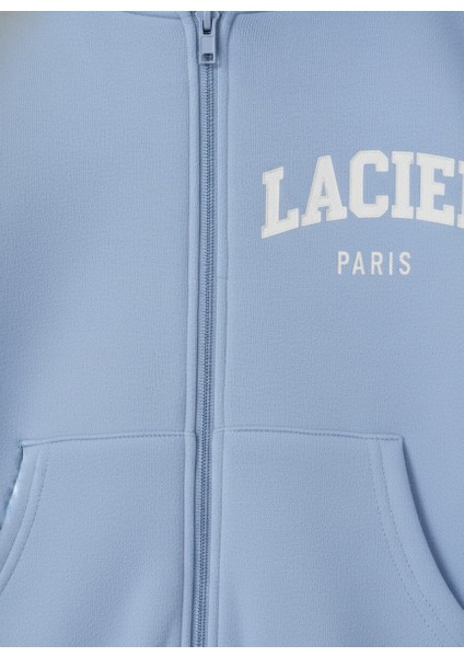 Kız Çocuk Pamuklu Mavi Kapüşonlu Fermuarlı Eşofman Takım – Rahat Kesim fiyatları