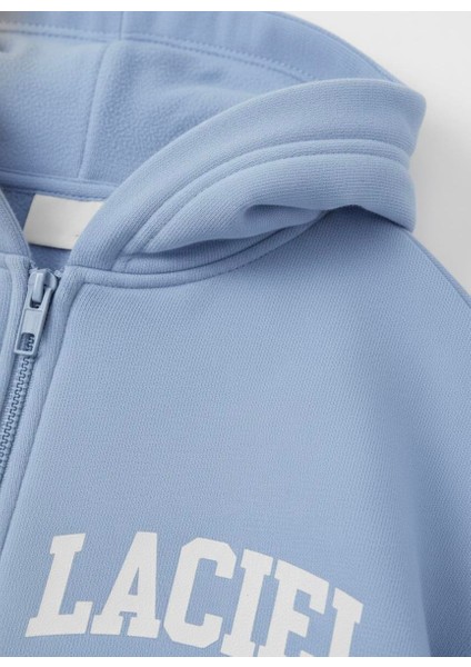 Kız Çocuk Pamuklu Mavi Kapüşonlu Fermuarlı Eşofman Takım – Rahat Kesim fırsatları